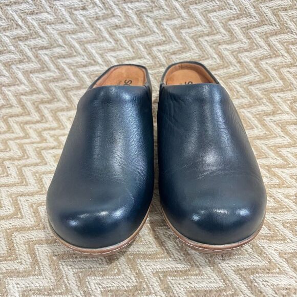 SoftWalk Madison Leather Wedge Clogs Navy Blue - Picture 4 of 10